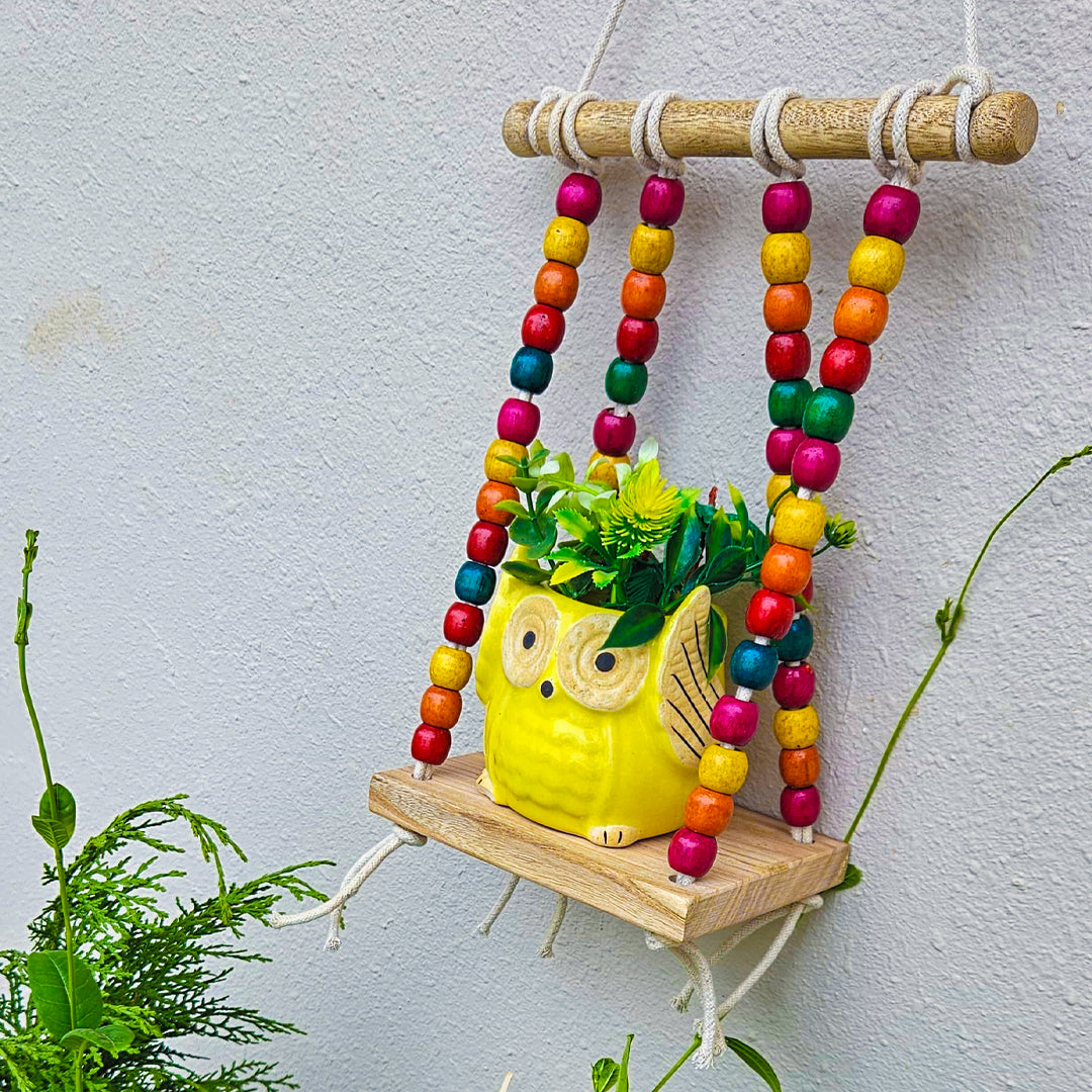 Beaded Macrame Shelf | Yellow