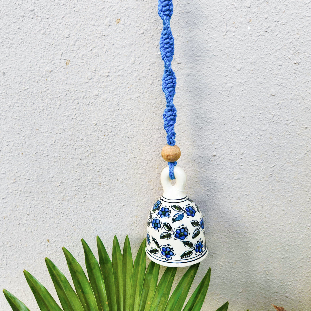 Ceramic Macrame Bell | Light Blue