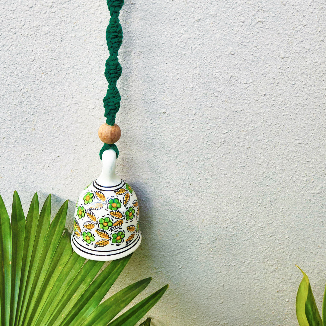 Ceramic Macrame Bell | Dark Green