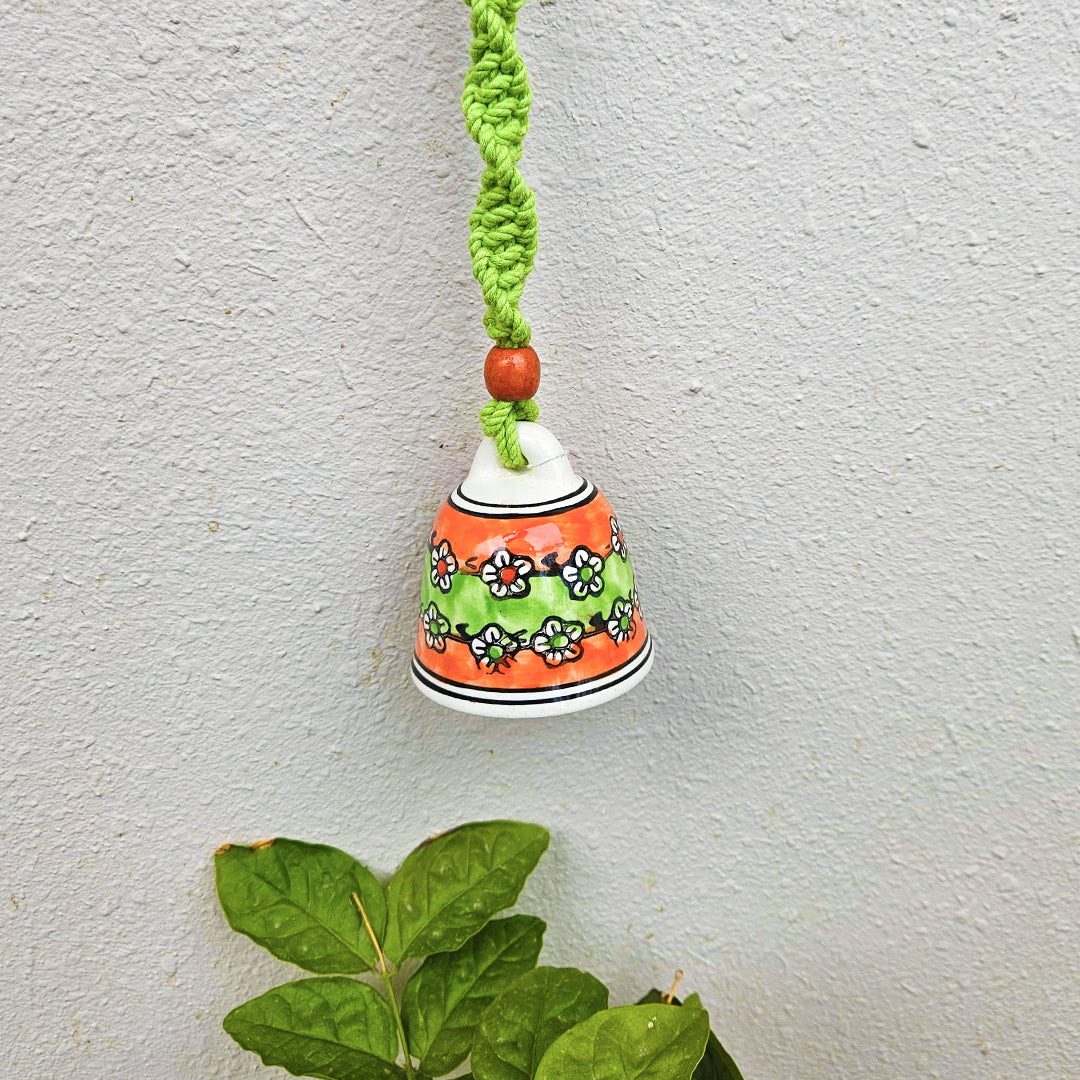 Ceramic Macrame Bell | Light Green