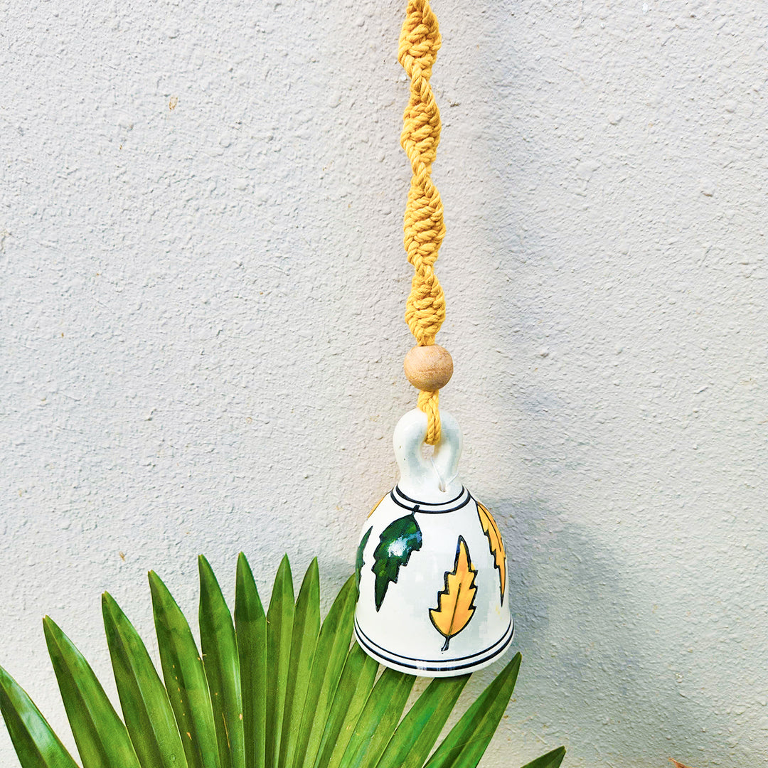 Ceramic Macrame Bell | Yellow
