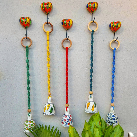 Ceramic Macrame Bells |  Set of Five