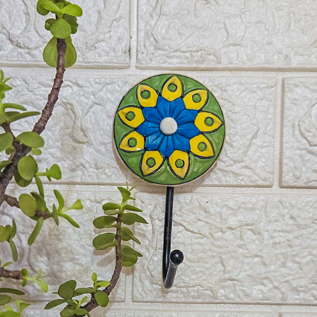 Ceramic Hook | Yellow & Blue Flower