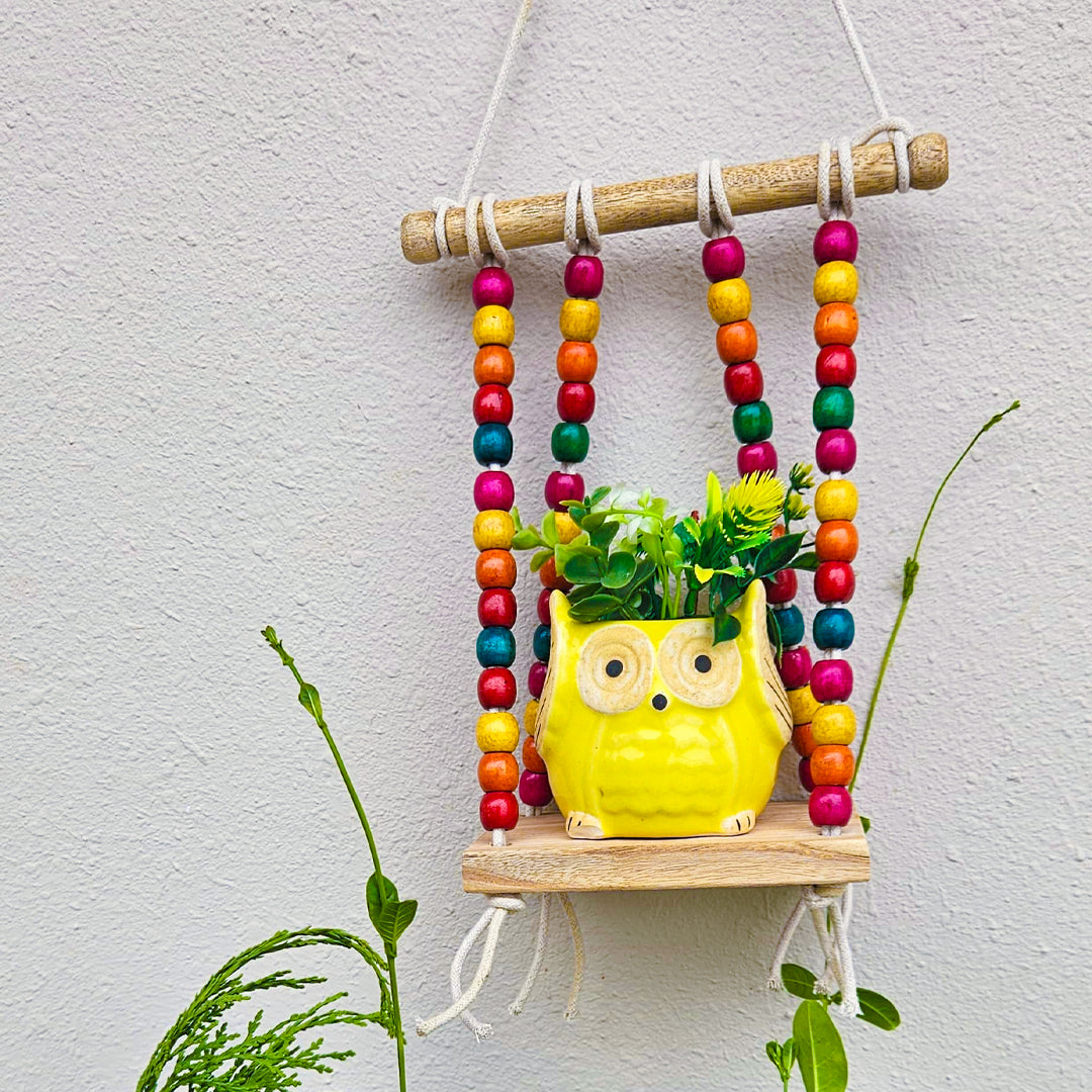Beaded Macrame Shelf | Yellow