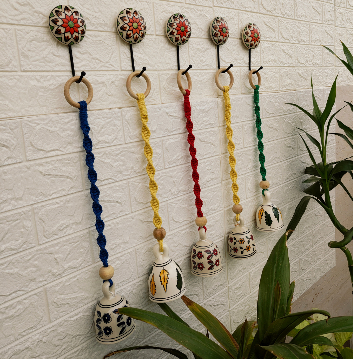 Ceramic Macrame bells | Set of 5