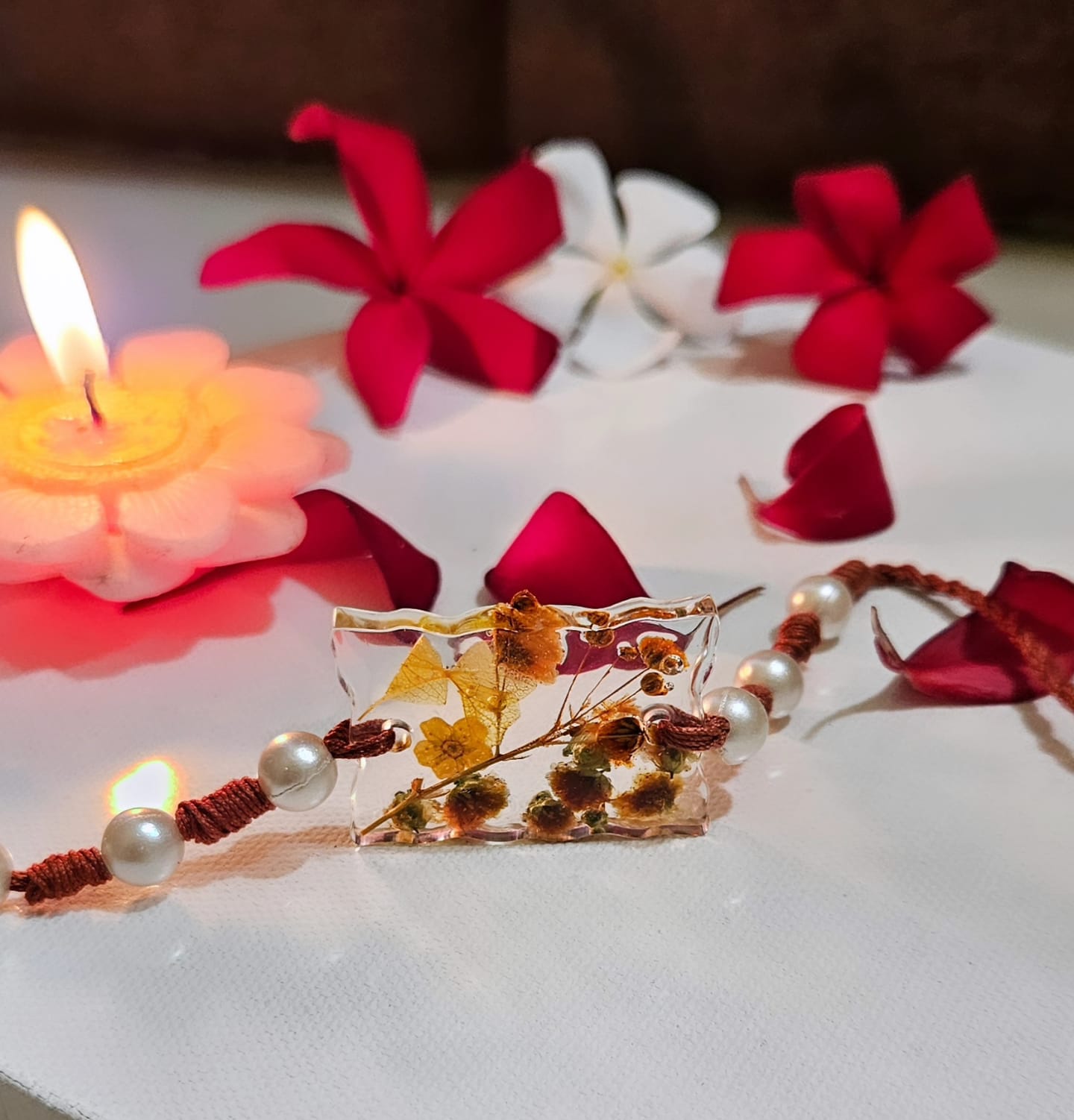 White Beads Rakhi