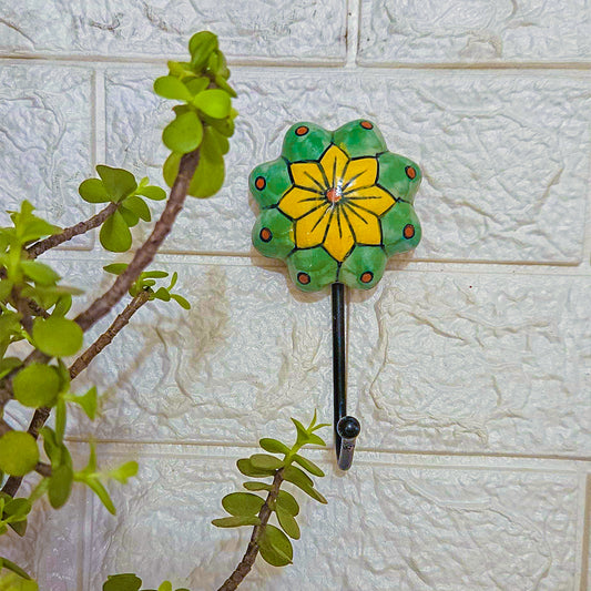 Ceramic Hook | Green Flower