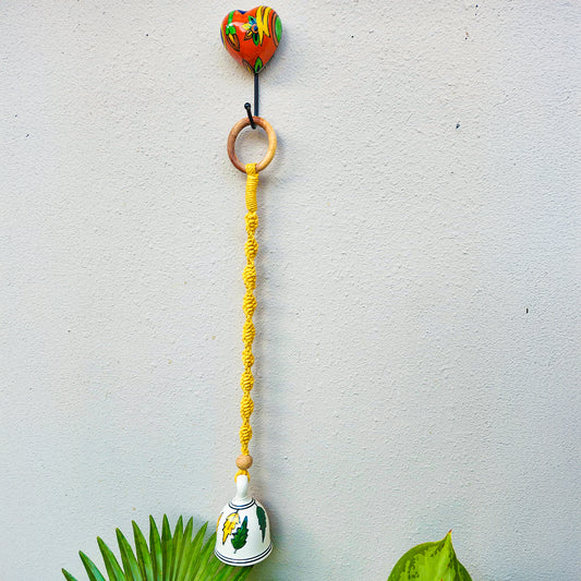 Ceramic Macrame Bell  | Yellow