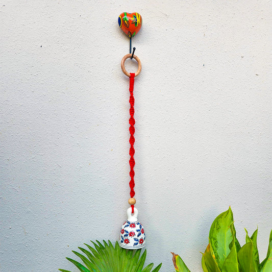 Ceramic Macrame Bell  | Red