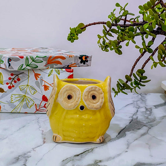 Ceramic Owl Pot | Yellow
